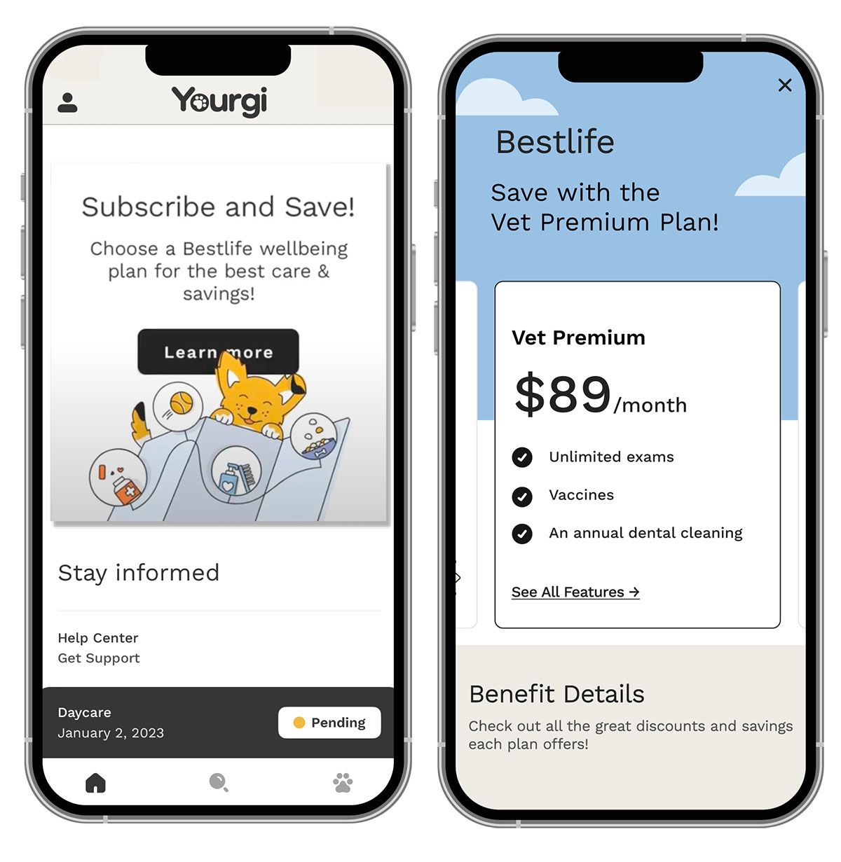 Yourgi and Best Life Mobile Screens